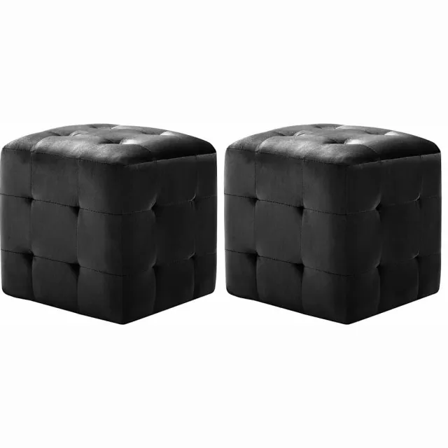 vidaXL Poef 2 st 30x30x30 cm fluweel zwart, foto 2