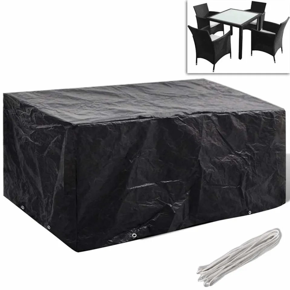 vidaXL Tuinmeubelhoezen poly rattan 2 st 4-persoons 180x140 cm zwart, foto 2