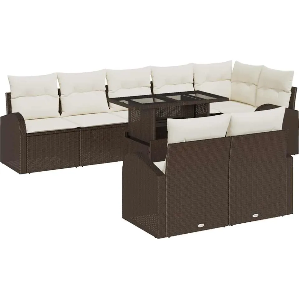 vidaXL Tuin Sofa Set 9 st Bruin Poly riet, foto 4