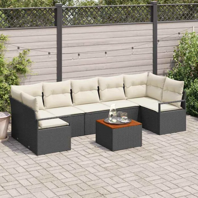 vidaXL Tuinbankenset 8 st Zwart poly rattan, foto 2