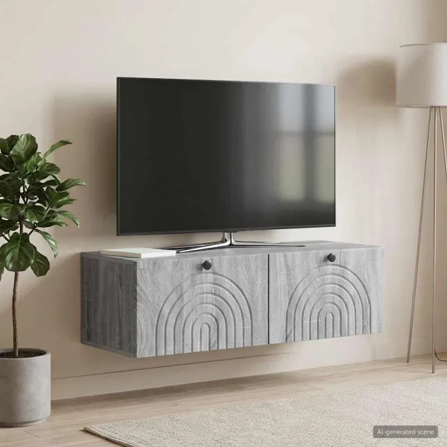 vidaXL Wandbeugel TV-kast Grijs sonoma 99 x 41 x 30 cm Bewerkt hout, foto 2