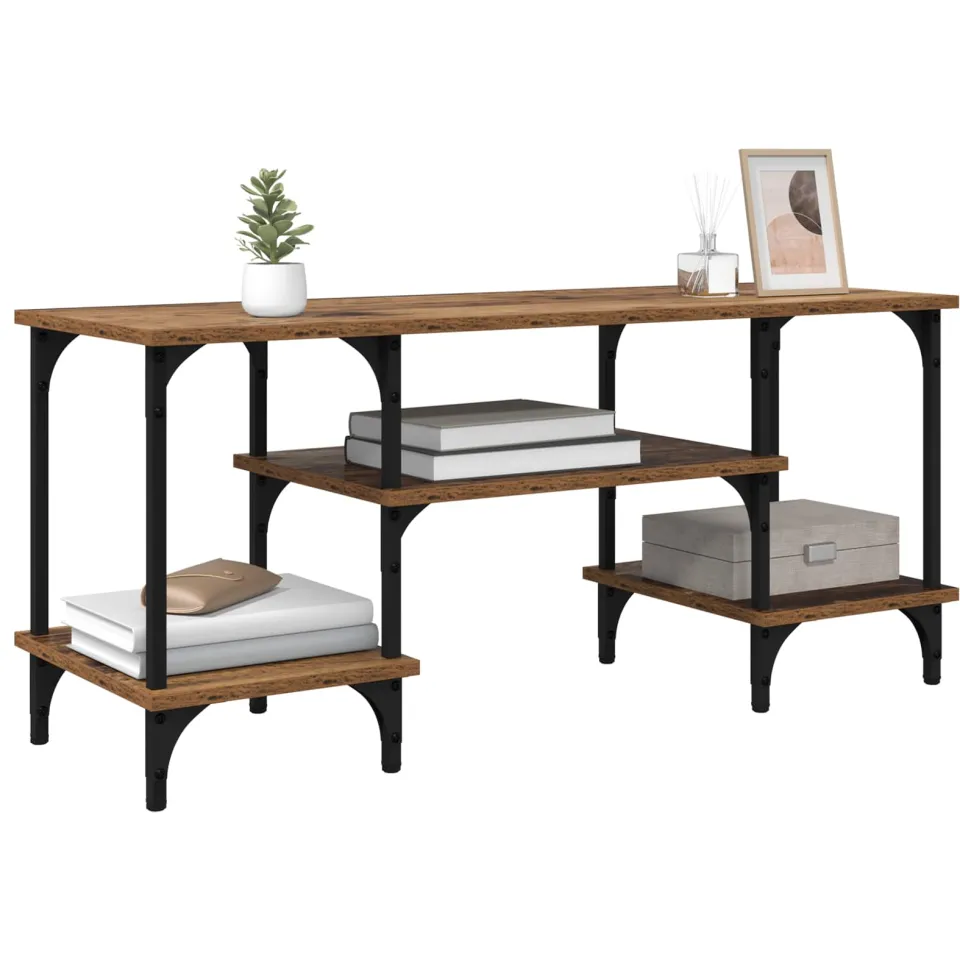 vidaXL TV-kast Oud Hout 102 x 35 x 45,5 cm Gemonteerd hout en ijzer Bruin