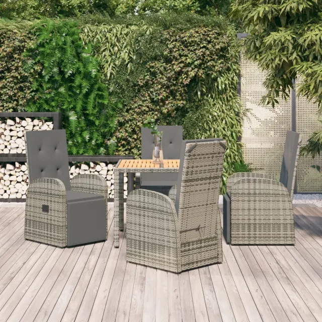 vidaXL 5-delige Tuinset met kussens poly rattan grijs, foto 2