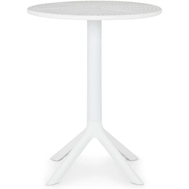 IDIMEX Tuintafel LUZ, rond met gaaspatroon – wit