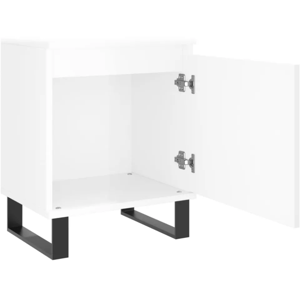 vidaXL Nachtkastjes 2 st 40x30x50 cm bewerkt hout hoogglans wit, foto 4