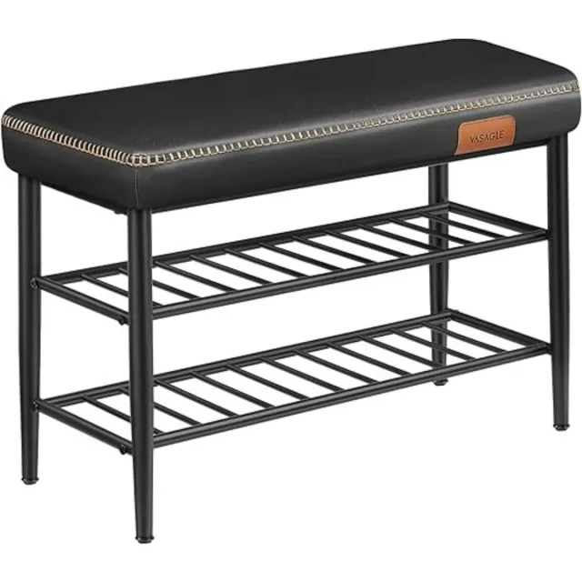 MAZAZU Schoenenbank met zitting - Schoenenrek voor 6 paar - Halbankje - Zwart - 80x30x50 cm
