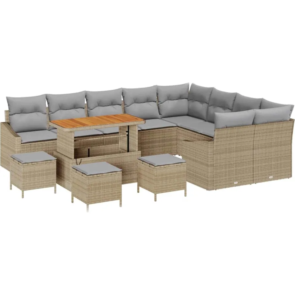 vidaXL Tuinbankenset 13 st Beige poly rattan