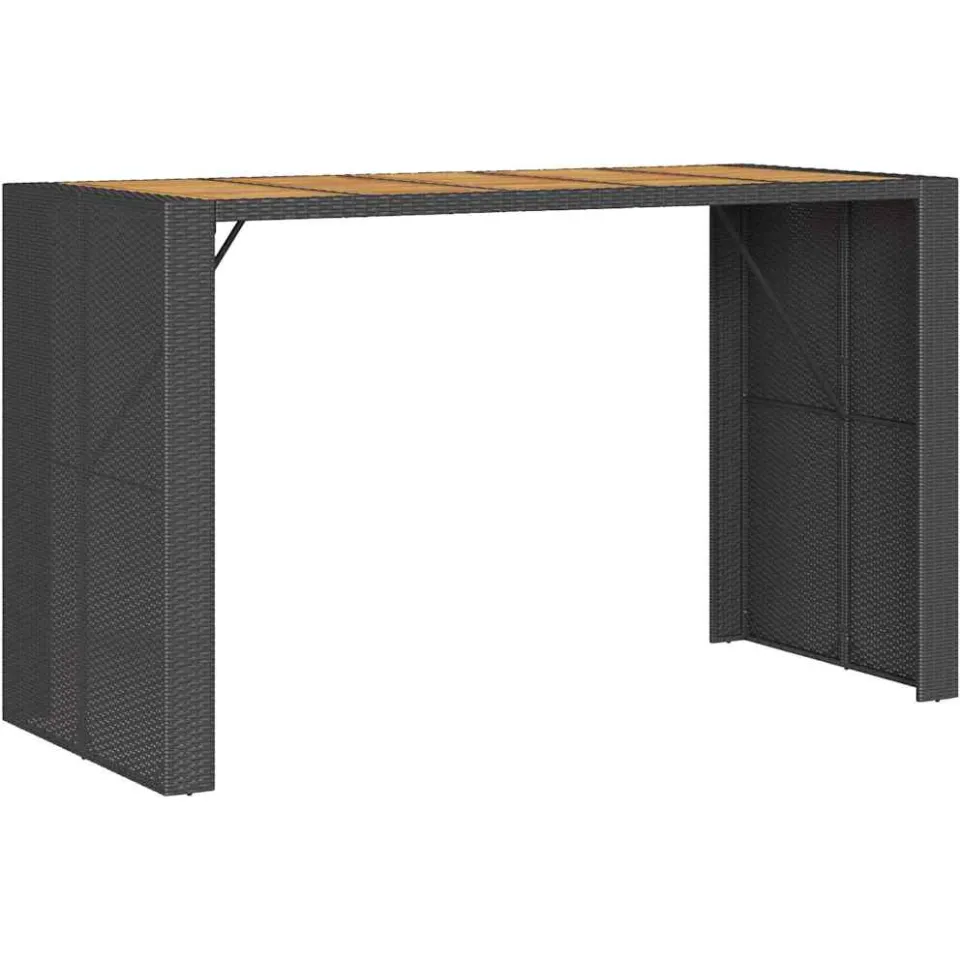 vidaXL 5-delige Tuinbarset zonder kussens poly rattan acacia zwart, foto 4