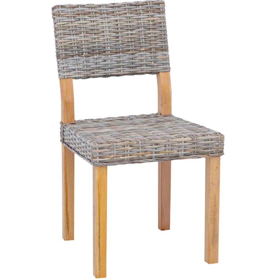 vidaXL Eetkamerstoel GENDT 2 st Kubu Rattan Kubu grijs 46 x 55 x 84 cm, foto 4