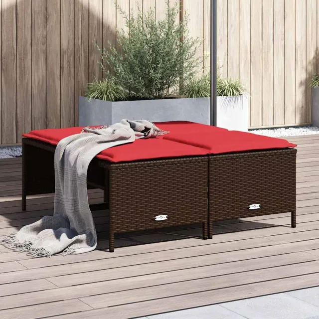 vidaXL Tuinstoelen met kussens 4 stuks Bruin Poly Rotan, foto 2