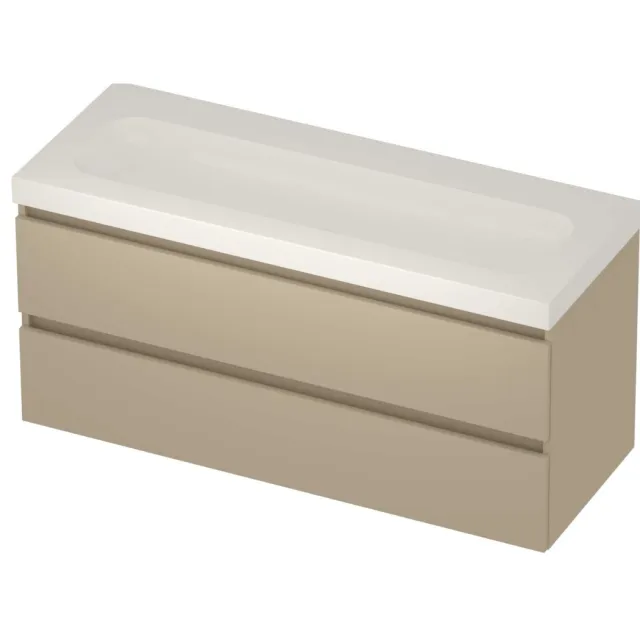 Basic-Line Moby 46 Badmeubelset Polystone 120x46x58 cm M46GWEMB1200 Mat Beige Glans Wit