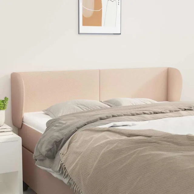 vidaXL Hoofdbord met randen 147x23x78/88 cm kunstleer cappuccinokleur Bruin