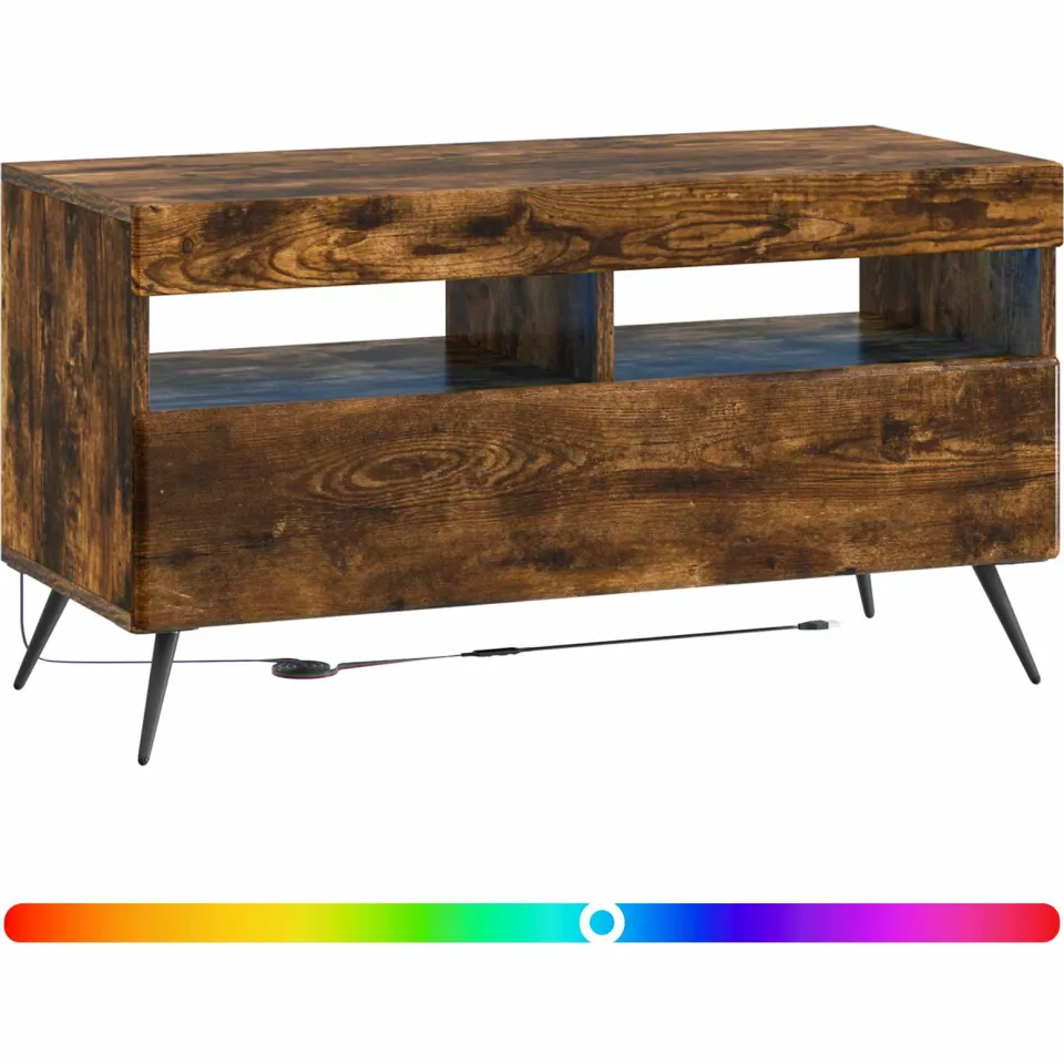 vidaXL LED tv-meubel Gerookt eiken Bewerkt hout, foto 3