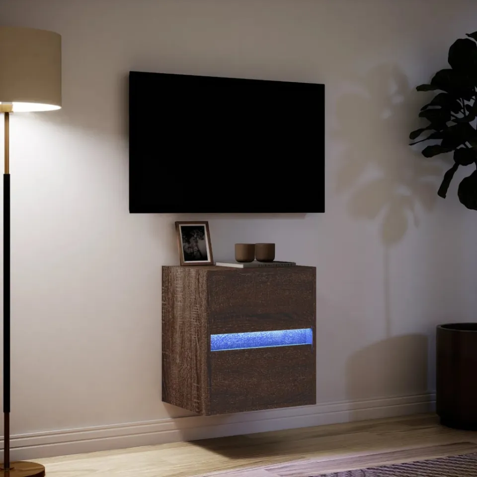 vidaXL Tv-wandmeubel met LED-verlichting 41x31x45 cm bruin eikenkleur, foto 4