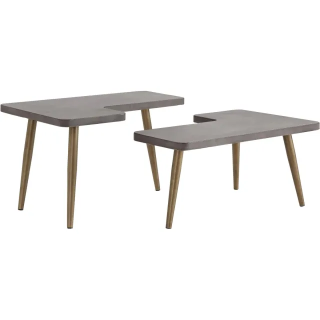 Notio Living Loupe-Salontafelset - Messing/Beton Bruin