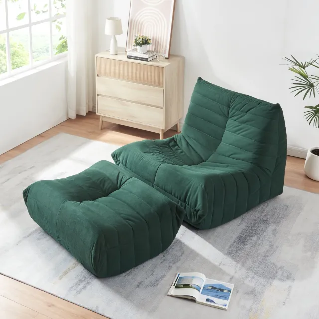 en.casa Relaxstoel Kodsø lounge fauteuil met voetenbank groen [en.casa]