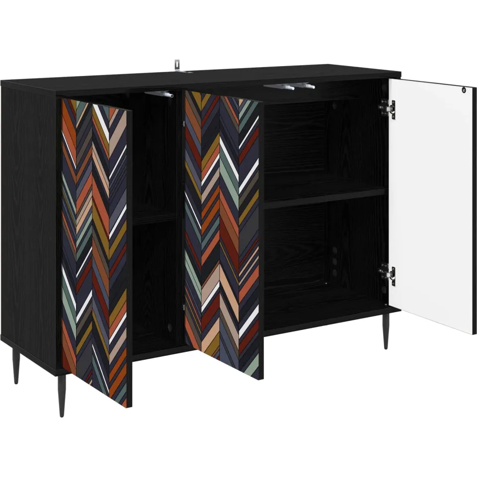 vidaXL Dressoir OMMEN Zwart eiken 102 x 33 x 76 cm Bewerkt hout