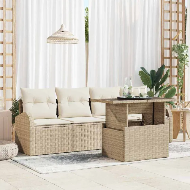 vidaXL Tuin Sofa Set 5 st Beige [Synthetisch]: Poly Rattan