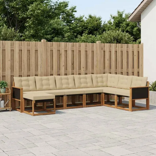 vidaXL Buiten bankenset 8 st 8-zits Natuurlijk en Beige