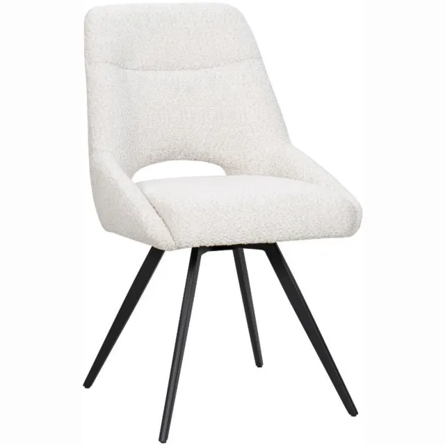 BukkitBow Eetkamerstoel / Keukenstoel - Geschikt als Make-up Stoel - Chenille & Metalen Onderstel - Chenille Stof - Beige