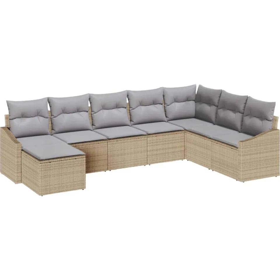 vidaXL Tuin Sofa Set 8 st Beige en Licht Grijs poly rattan