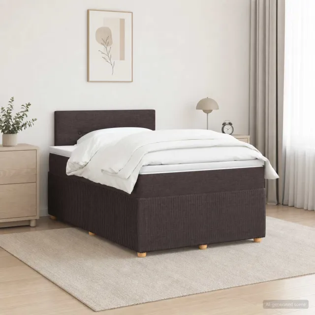 vidaXL Boxspringbed met matras Donkerbruin 120 x 200 cm Stof bruin