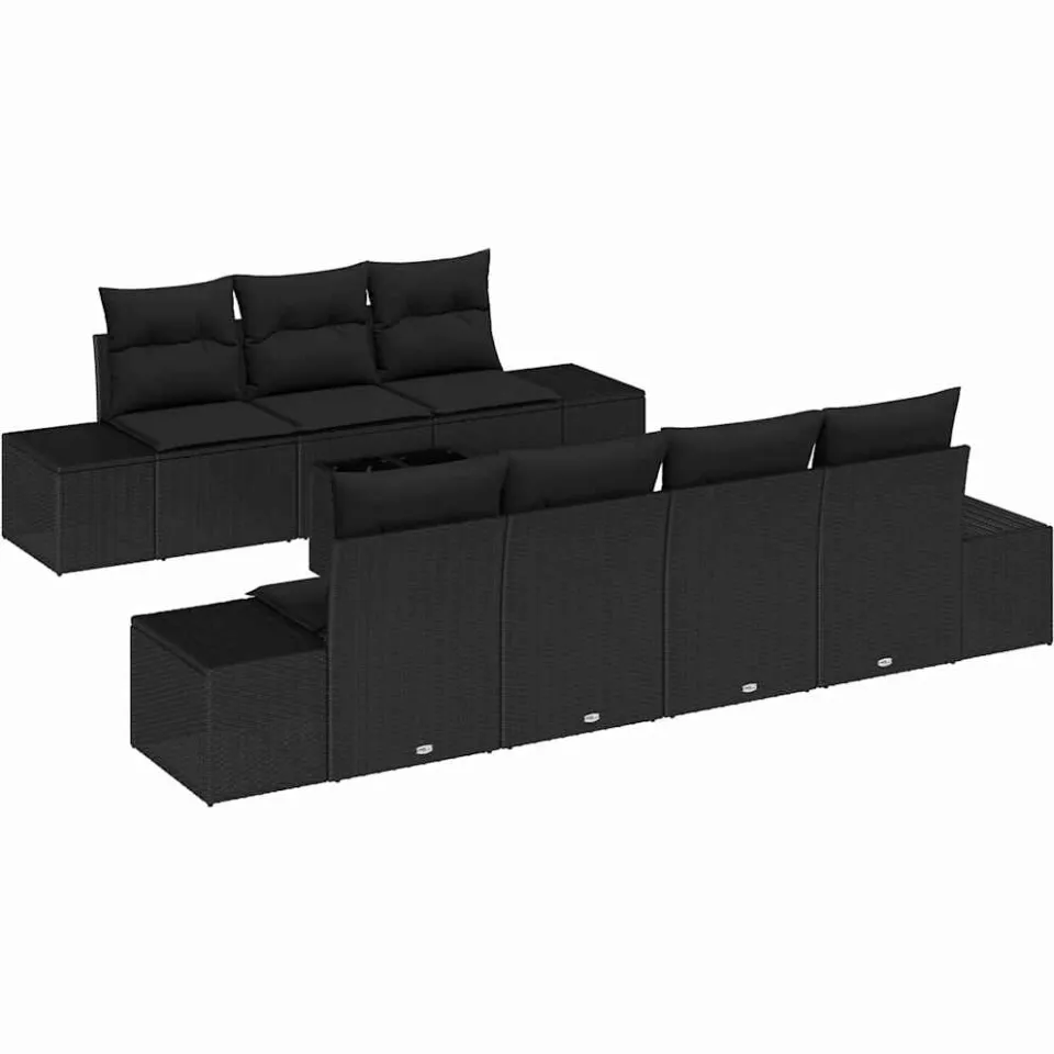 vidaXL Tuin Sofa Set 8 st Zwart poly rattan, foto 4