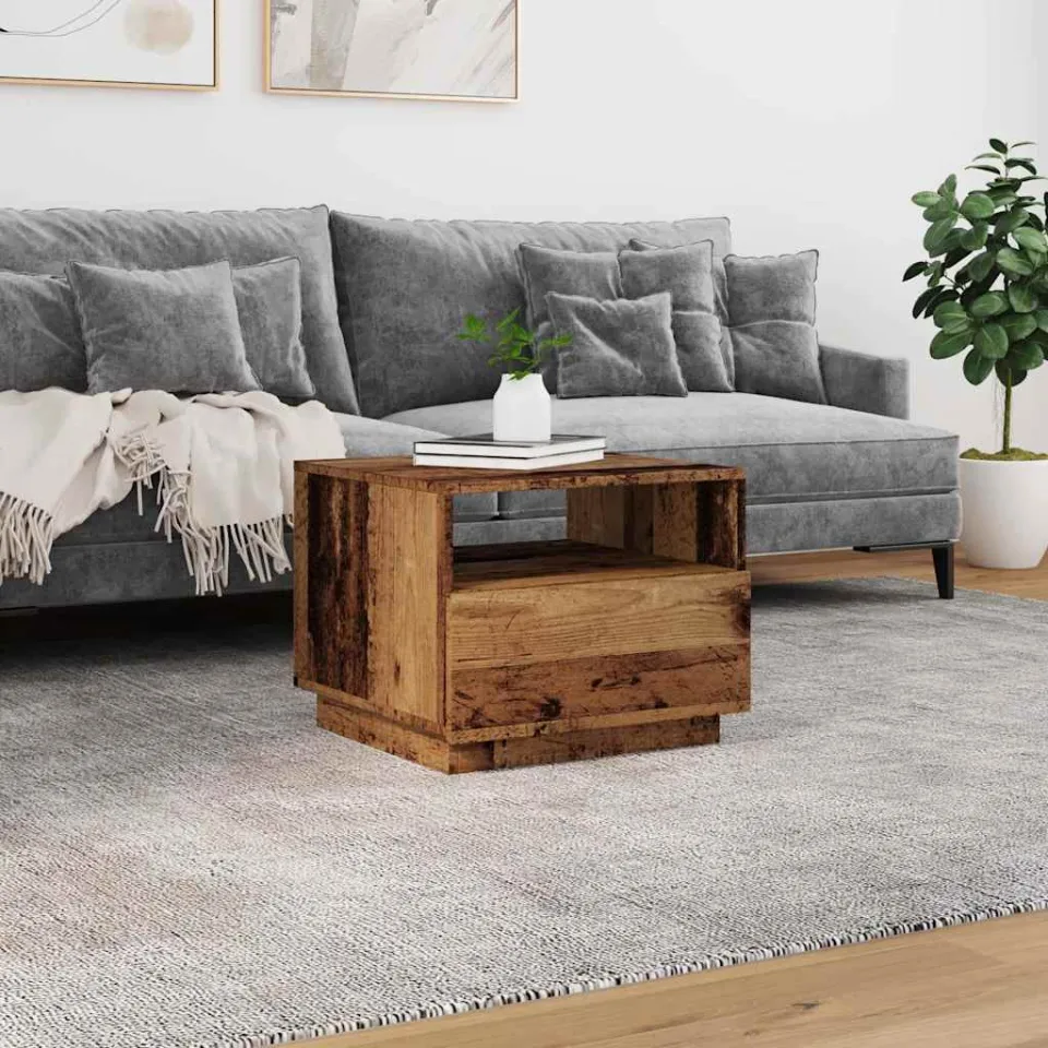 vidaXL Salontafel met LED-verlichting 50x49x40 cm oud houtkleurig bruin, foto 3