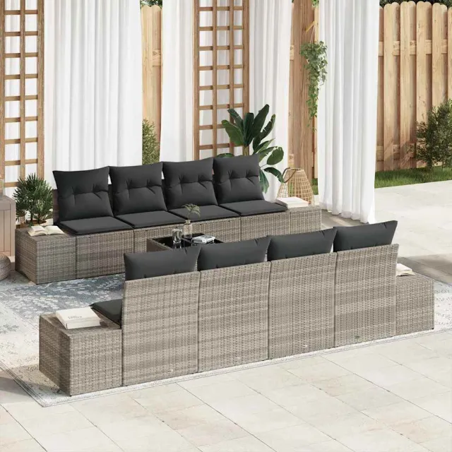 vidaXL Tuin Sofa Set 8 st Licht Grijs en Donker Grijs poly rattan Lichtgrijs