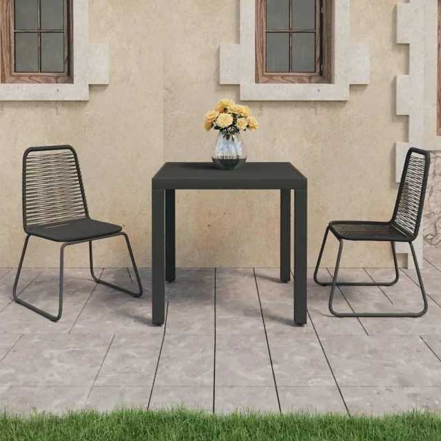 vidaXL 3-delige Tuinset PVC-rattan zwart, foto 2