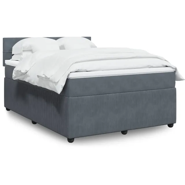 vidaXL Boxspring met matras fluweel donkergrijs 140x190 cm