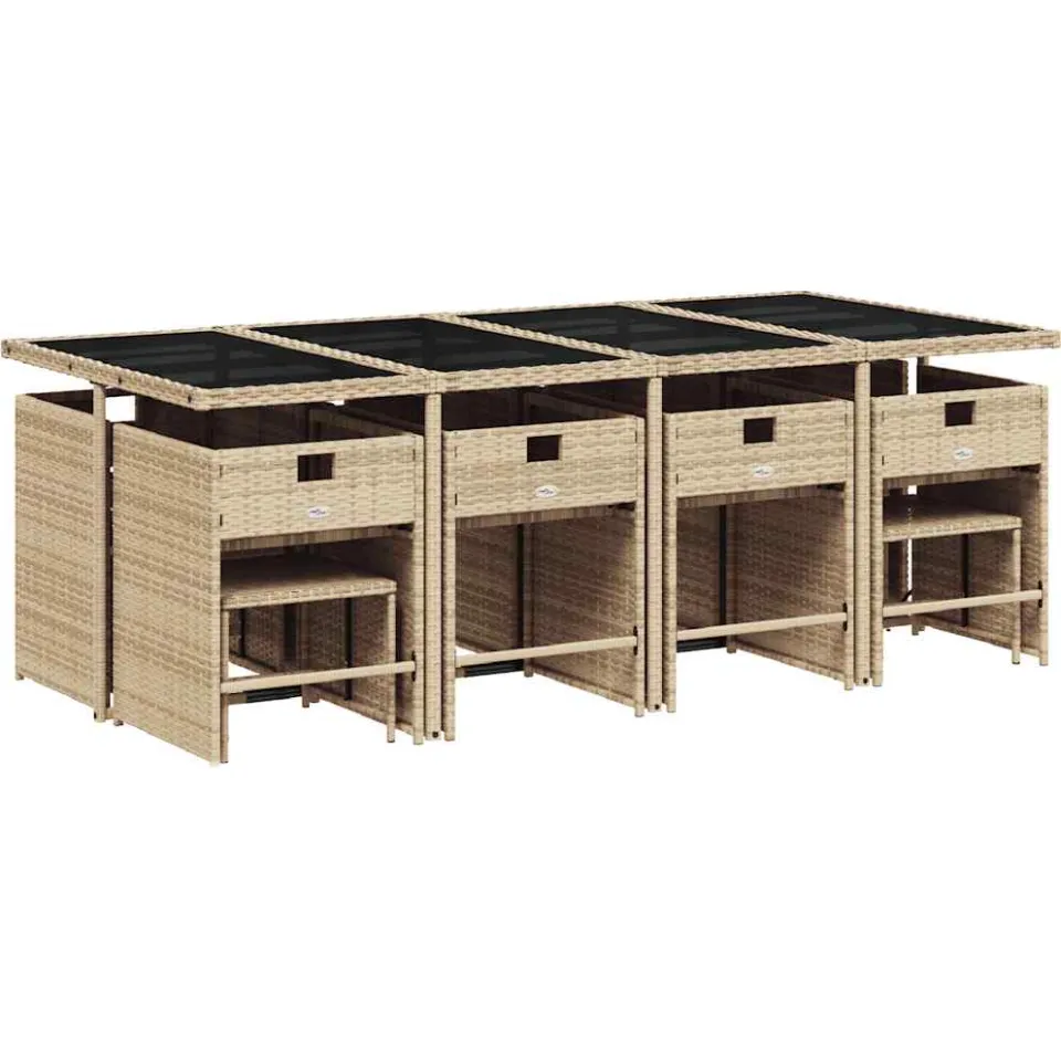 vidaXL 13-delige Tuinset met kussens poly rattan gemengd beige, foto 4