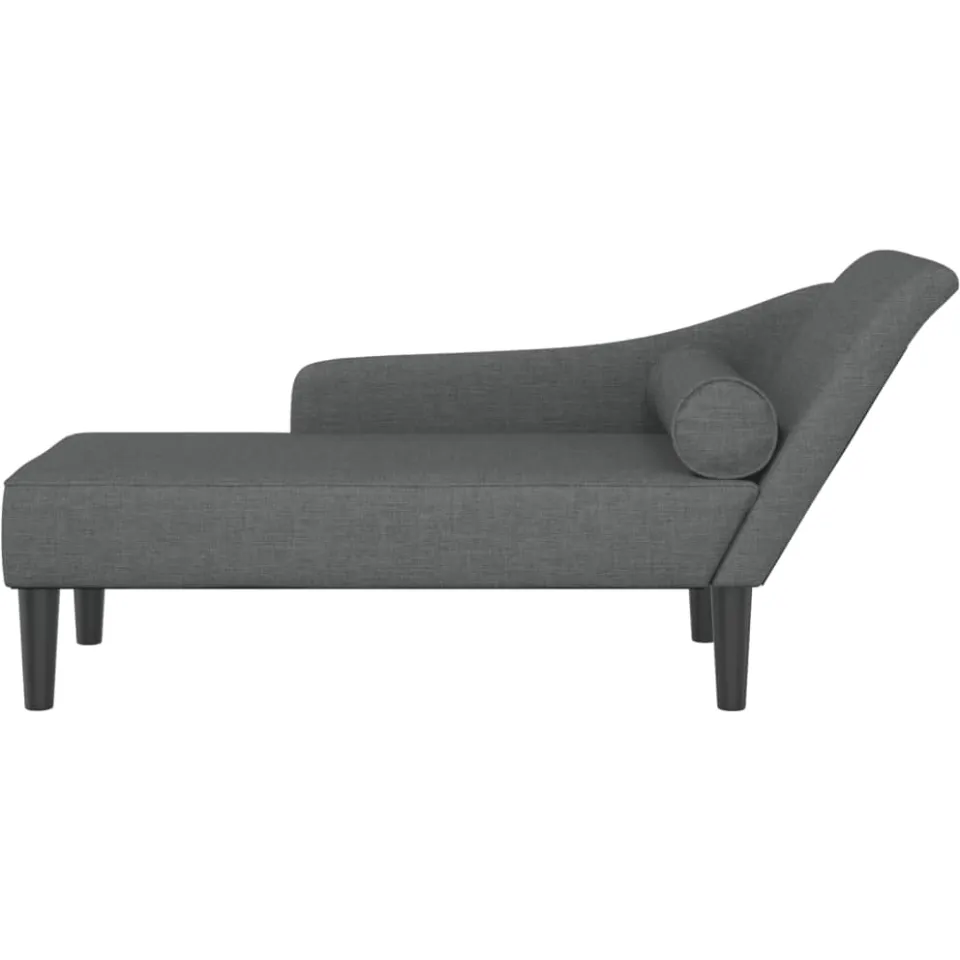 vidaXL Chaise longue met kussens stof donkergrijs grijs, foto 3