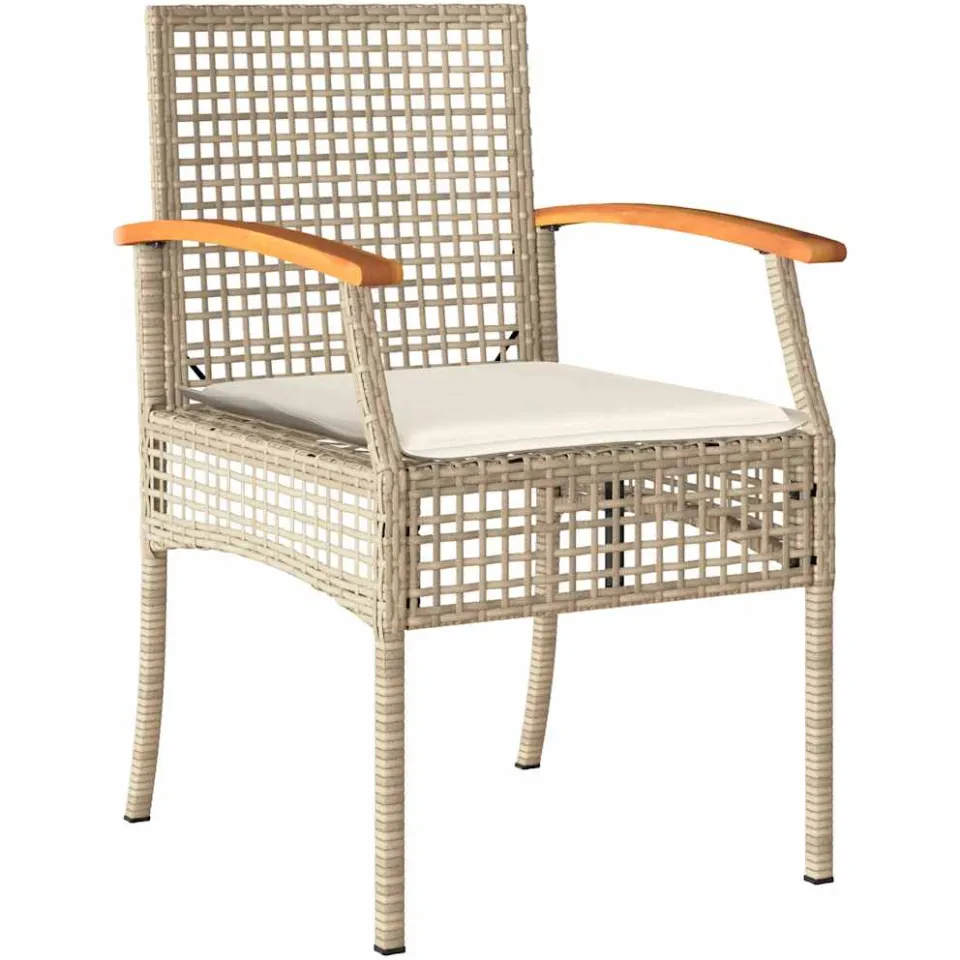 vidaXL 5-delige Tuinset met kussens poly rattan beige