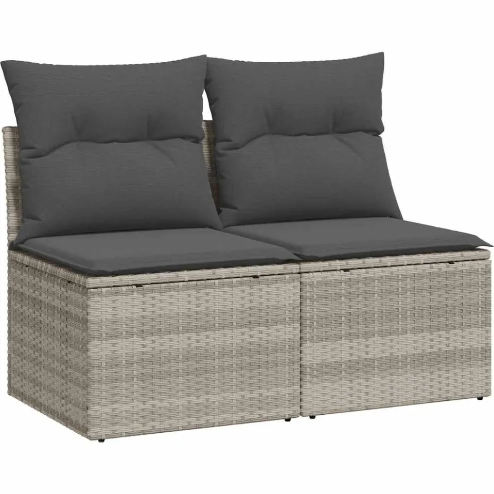 vidaXL 2-delige Loungeset met kussens poly rattan acacia lichtgrijs