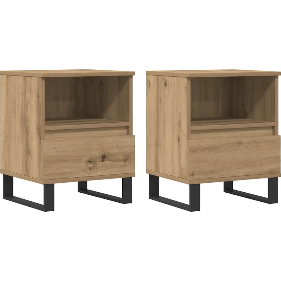 vidaXL Nachtkastjes 2 st 40x35x50cm bewerkt hout artisanaal eikenkleur, foto 3
