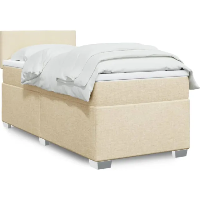 vidaXL Boxspring met matras stof crèmekleurig 100x200 cm