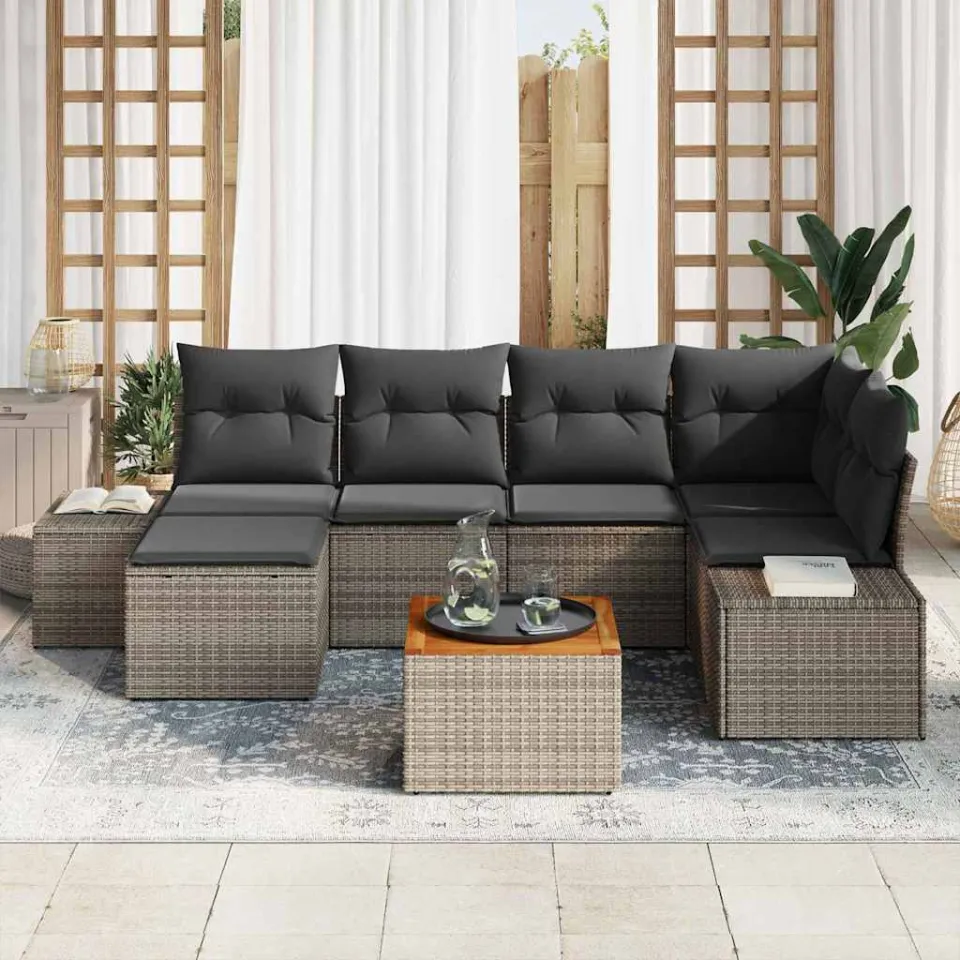vidaXL Tuin Sofa Set 7 st Grijs, foto 2