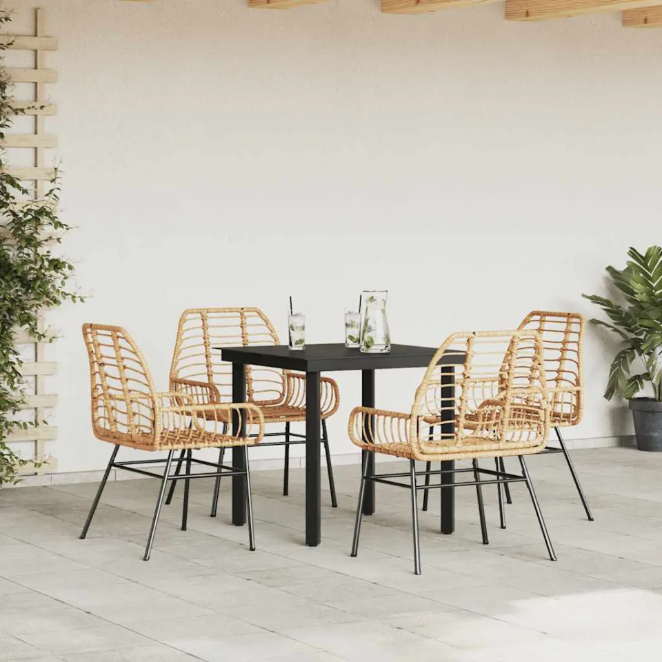 vidaXL 5-delige Tuinset poly rattan glas bruin, foto 2