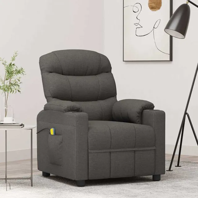 vidaXL Massagestoel stof donkergrijs grijs, foto 2