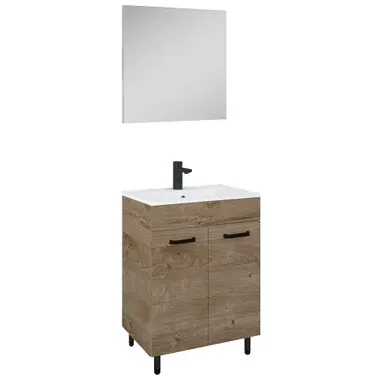 Royo Ava 60 2d Badmeubelset Eik En Zwart Hout
