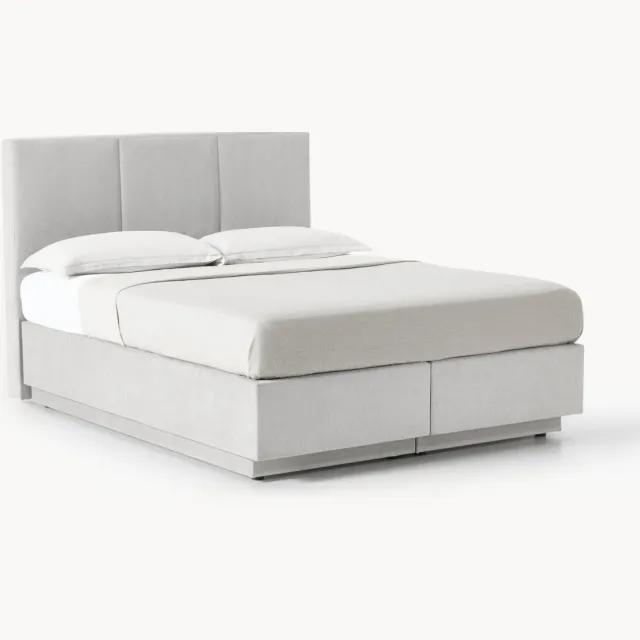 Westwing Collection Divan bed Oberon met opbergruimte Grijs