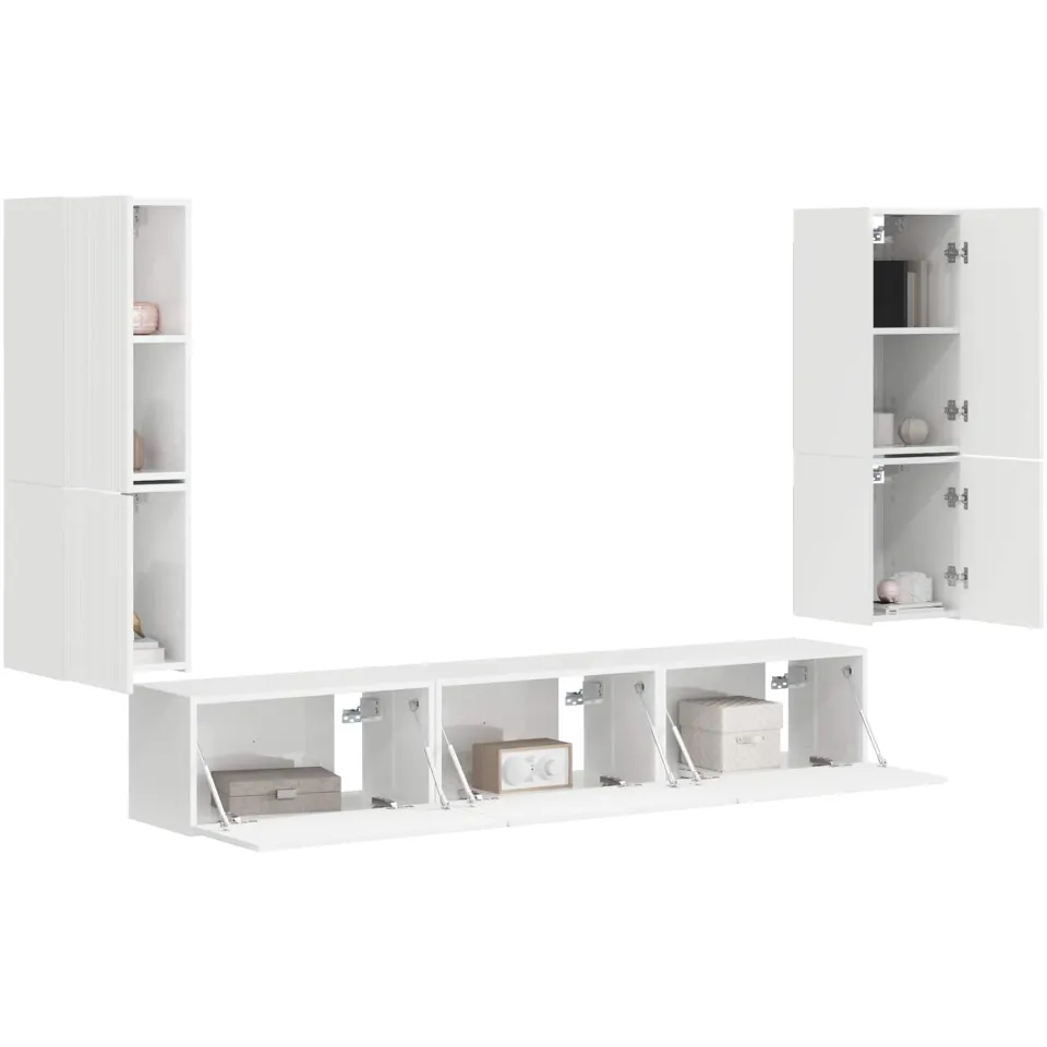 vidaXL Tv-meubelset 4 st Hoogglans wit Bewerkt hout