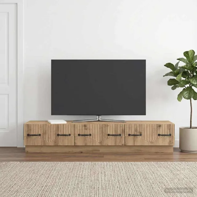 vidaXL Tv-meubel 147 x 34,5 x 27 cm Artisanaal eiken Bewerkt hout, foto 2