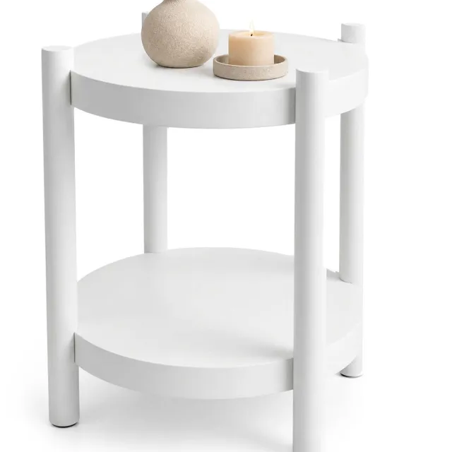 Akord Salontafel TERRA / Wit / 44,5 cm / Rond / Plank / 44,5 x 44,5 x 48 cm