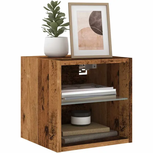 vidaXL Tv-wandmeubel met LED-verlichting 30x28,5x30 cm oud houtkleurig Bruin