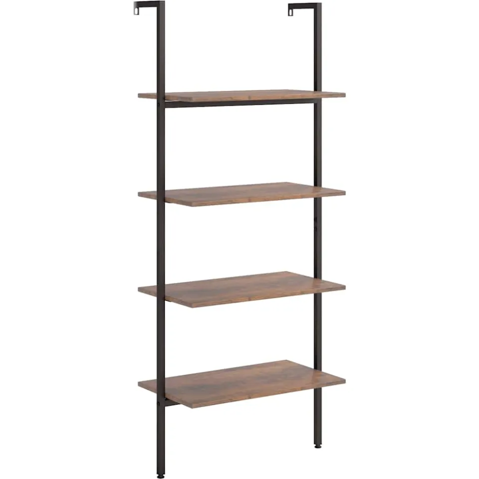 vidaXL Ladderrek met 4 schappen 64x35x152,5 cm donkerbruin en zwart, foto 3