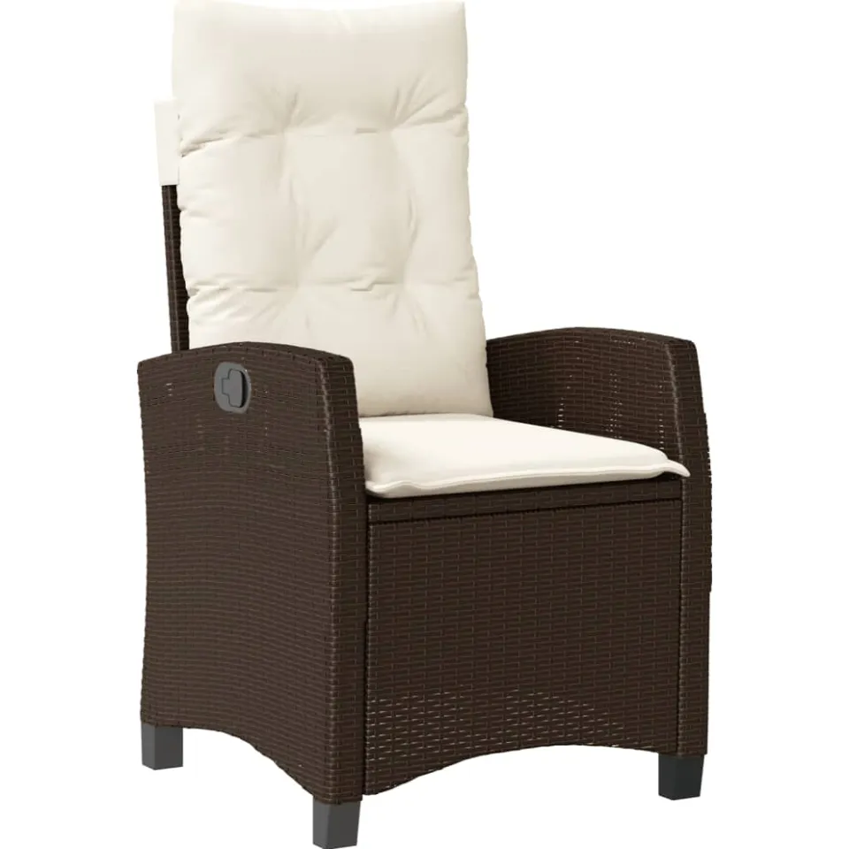 vidaXL 3-delige Tuinset met kussens poly rattan bruin
