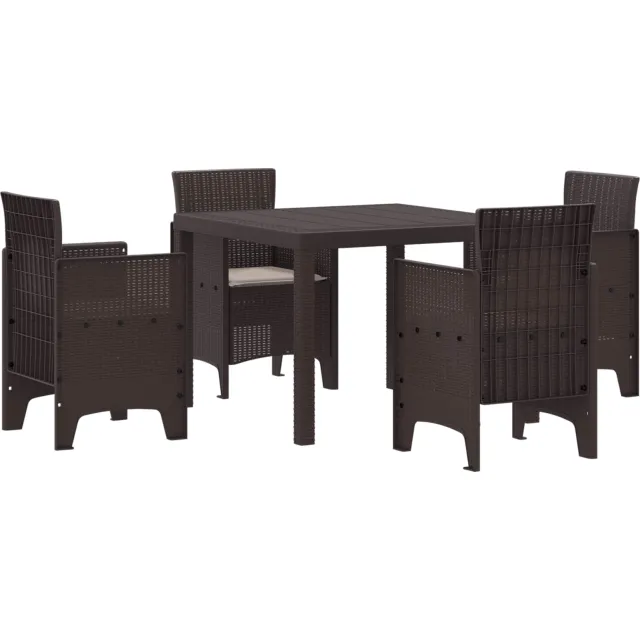 vidaXL Tuin Eetset 5 st Bruin Polypropyleen