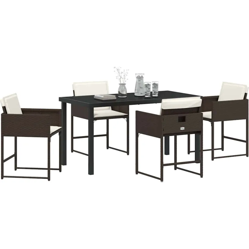 vidaXL Tuin eettafelset 5 st Bruin poly rattan, foto 2